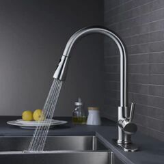 Cross-border foreign trade kitchen faucet hot and cold rotatable 304 stainless steel sink faucet pull-out retractable sink faucet