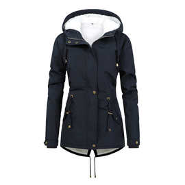 冬轻薄拉链官方图片豹纹欧美中长款短绿色气质通勤仿丝绵棉服