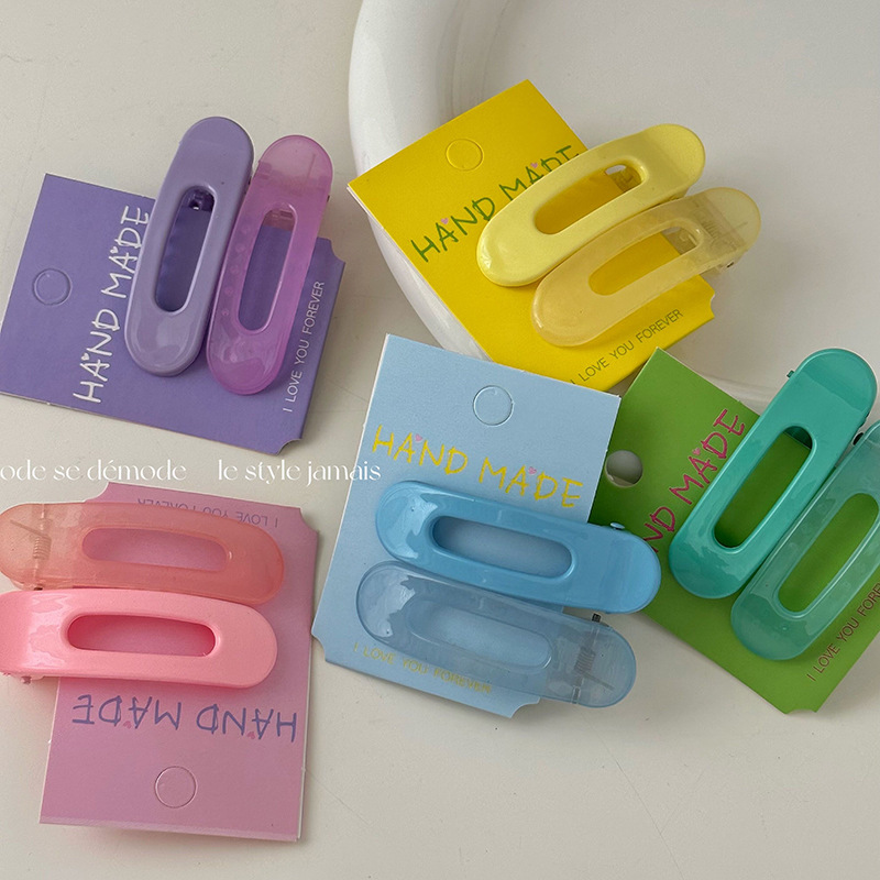 Fermaglio ovale in plastica color crema per capelli set 2_voghion.com