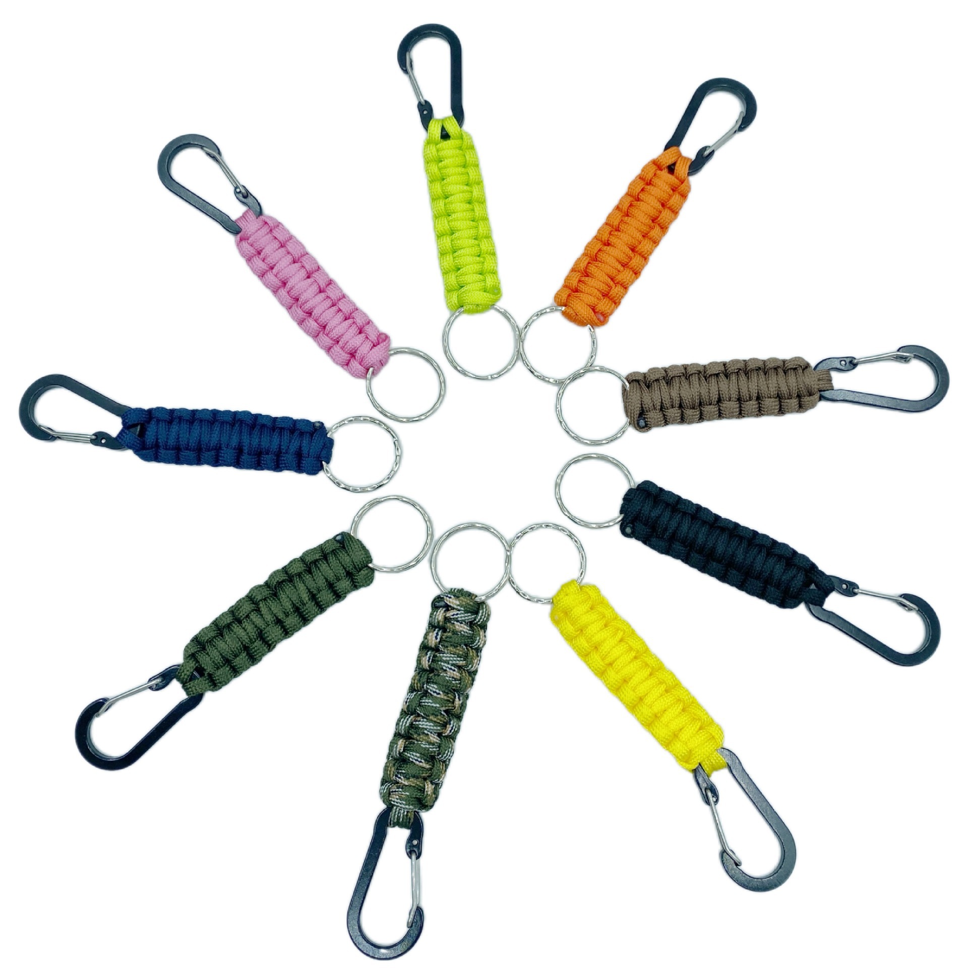Outdoor Umbrella Rope Mountaineering Key Chain Colorful Quick Hanging Mountaineering Buckle Seven-core Umbrella Rope Woven Keychain Ring Hook Pendant