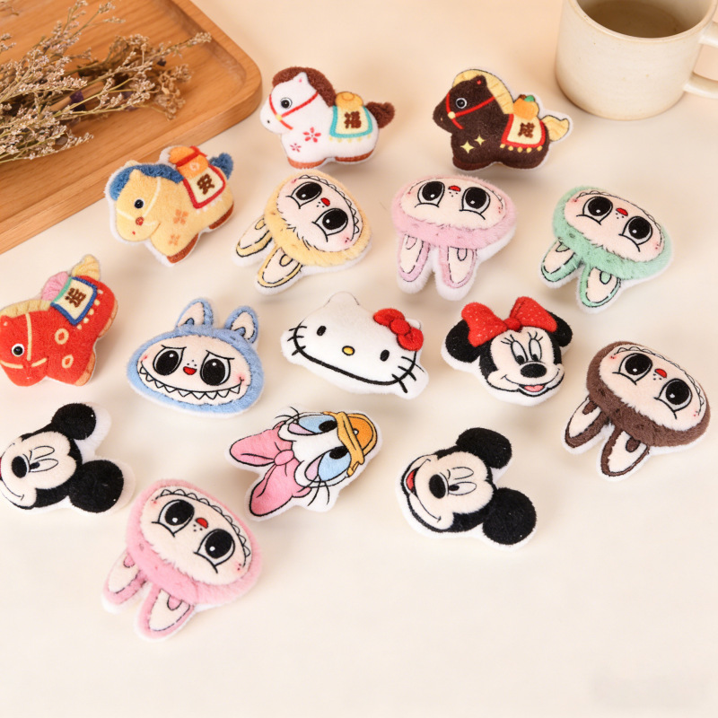 Cute Printed Plush Doll Brooch Decoration Small Accessory Plush Pendant DIY Accessory Parts Cute Printed Plush Doll Brooch Decoration Small Accessory Plush Pendant DIY Accessory Parts