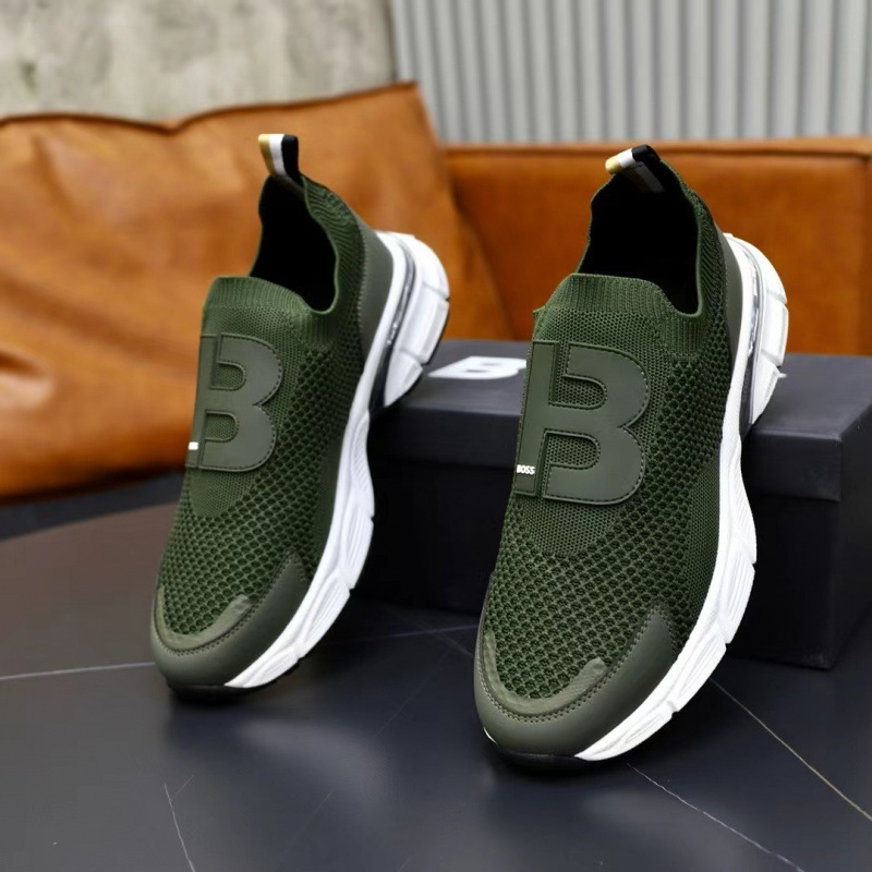 High-end men's fly-knit breathable casual shoes, stylish slip-on low-top thick-soled slip-on shoes, trendy versatile sneakers