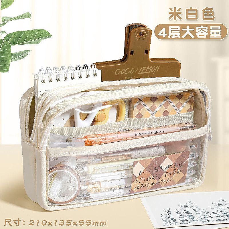 Estuche de lápices transparente 2023 nuevo de gran capacidad de alto rendimiento estudiante de secundaria Escuela Primaria niña papelería caja de lápices