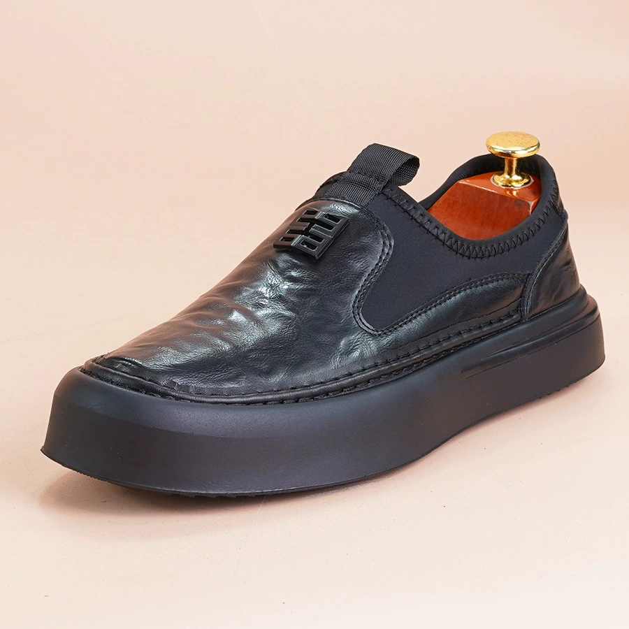 2025 новая повседневная обувь Lefu дышащая кожа одна педаль мужская обувь на толстой подошве, дикие модные кожаные туфли Корейская версия повседневного