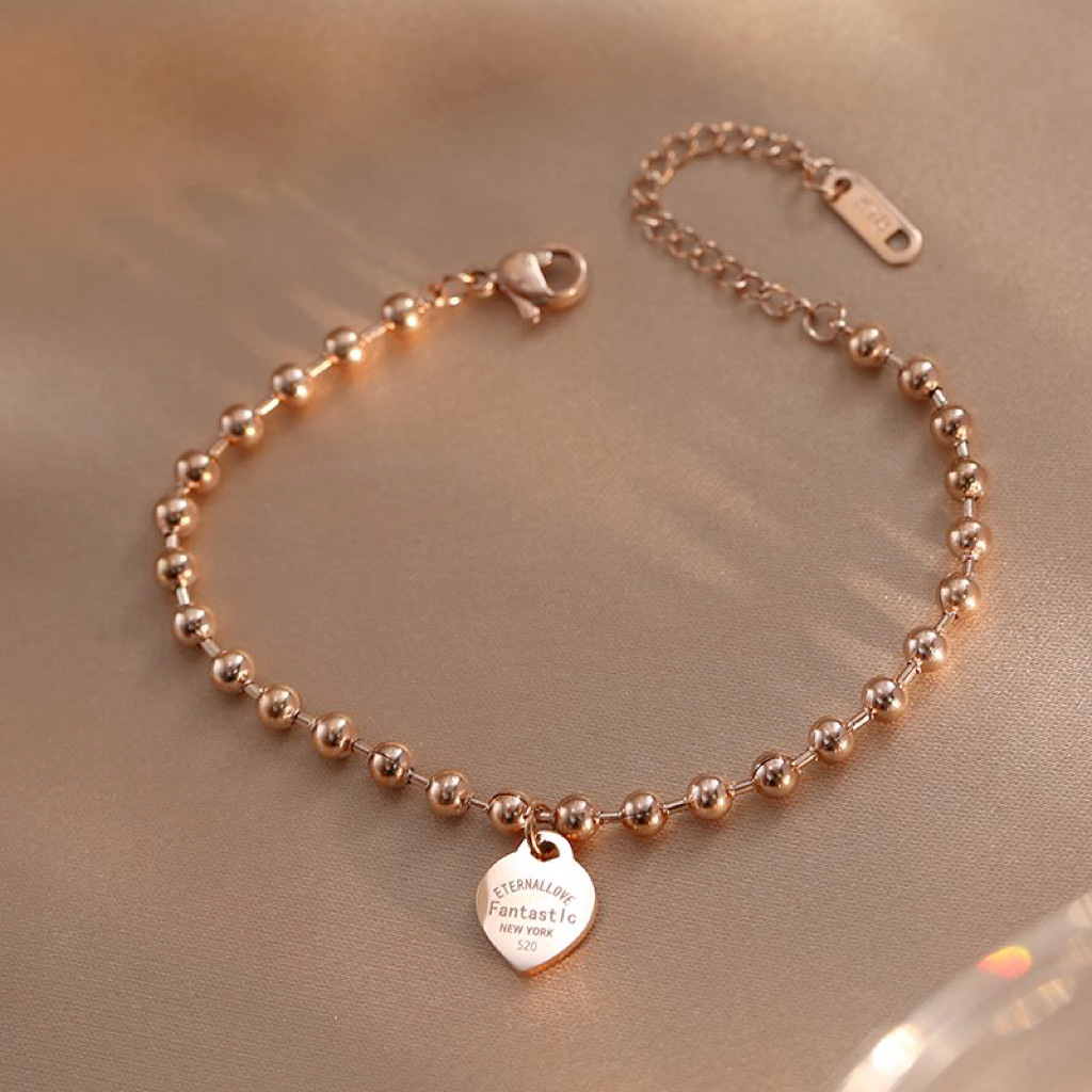 Daily Occasion Titanium Steel Material Letter, Heart Shape Pattern Modern Style Letter Heart Shape Titanium Steel Beaded Plating Bracelets