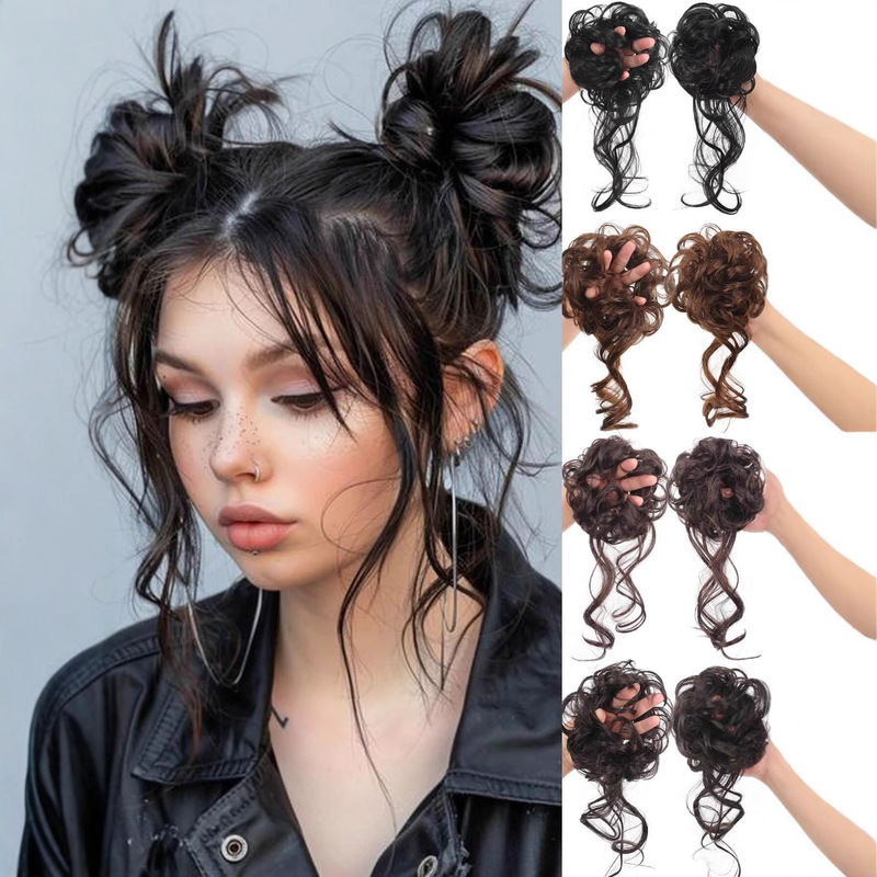 European and American Cross-Border Foreign Trade Hot-Selling Wig Dragon Whiskers Ball Hair Headband Women's Hair Styling Artifact Fluffy Bud Head Wig Bag