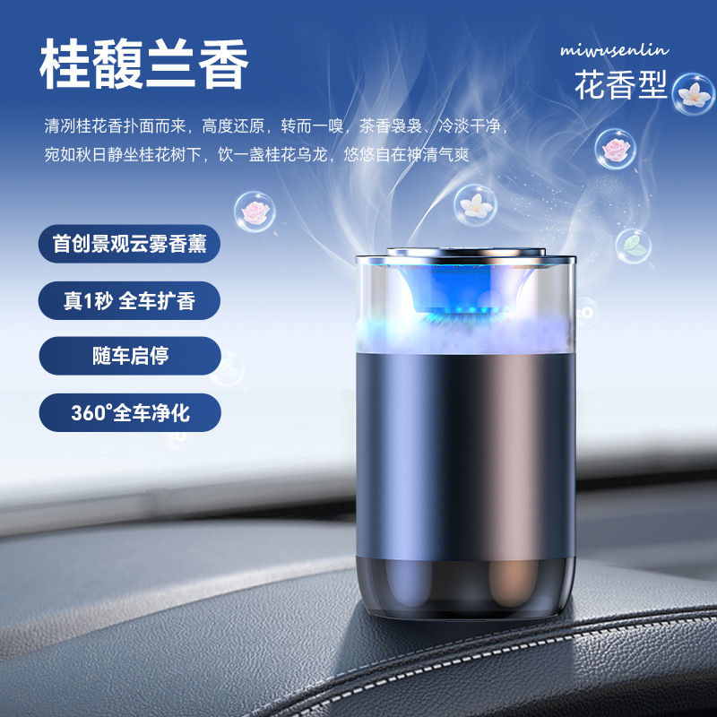 Nueva máquina de aromaterapia de coche de observación de nubes y niebla, decoración interior del coche, arranque y parada del coche, máquina de fragancia de desodorante de perfume