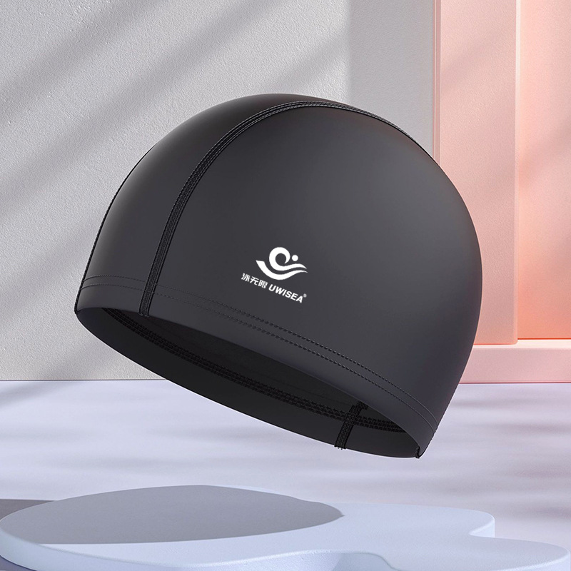 Gorros de natación de PU para hombres y mujeres adultos, personalizables con logotipo, alta elasticidad, cómodos para cabello largo, no aprietan la cabeza, adecuados para estudiantes y niños mayores, gorros de natación impermeables.