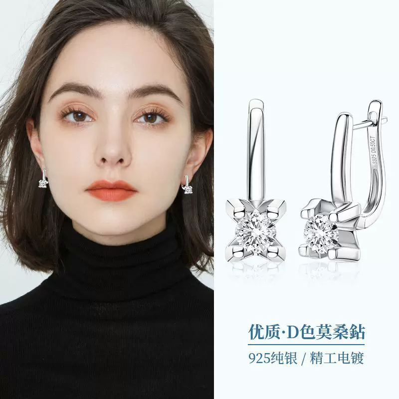 (Cross-border trading), fashionable universal earrings, silver 925 sample, light luxury style