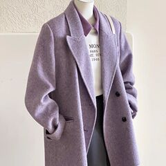 紫色呢子大衣秋冬2025新款毛呢外套高级西装小个子短款韩系