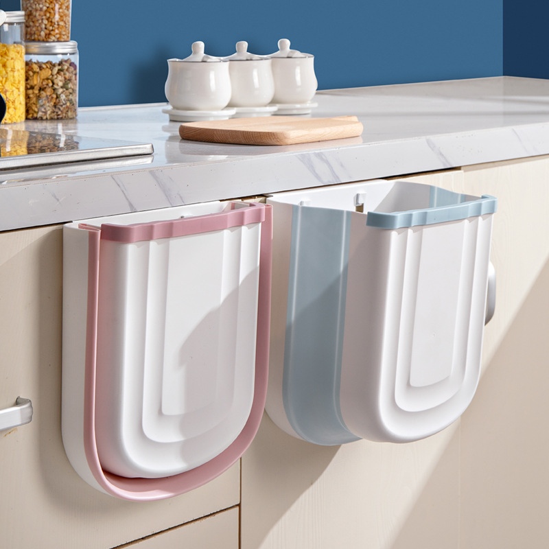 Kitchen wall-mounted trash bin home kitchen cabinet door trash bin car-mounted storage paper basket dining room wall-mounted trash bin