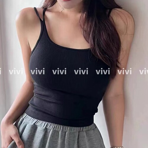 2629 Shoulder Strap Latex Bra Cup Long Sleeve Mini Tank Top Women's Backless Camisole French Style Nubile Sleeveless Top Solid Color