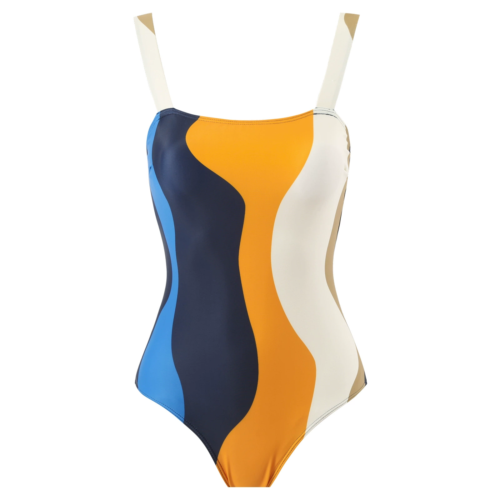 One-Piece Swimsuit (Qiao Jiayuan) 2025 Retro Style with Wrap Skirt, Crane Print, S–XL & One Size