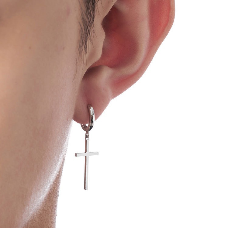 Orecchini a lobo croce minimalisti per uomo e donna punk_voghion.com