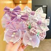 Children's hair rope, cloth with bow, cute hair accessory, ponytail, flowered, no hair damage