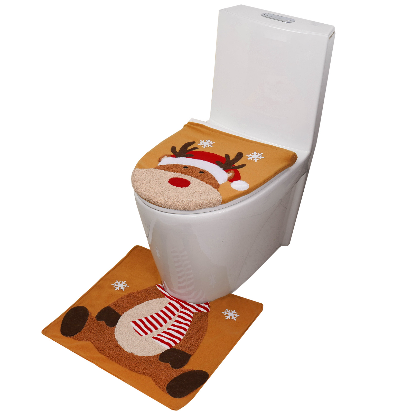 Transfronterizo nueva Navidad decoración cubierta de inodoro alces baño Baño suministros conjunto de dos piezas