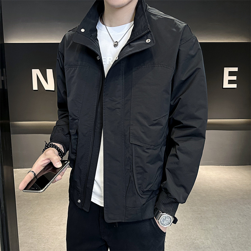 Men's Stand Collar Jacket, Young and Middle-Aged Fashion Casual Coat, Versatile Short Loose 2025 Trendy Versatile Leather Jacket for Men