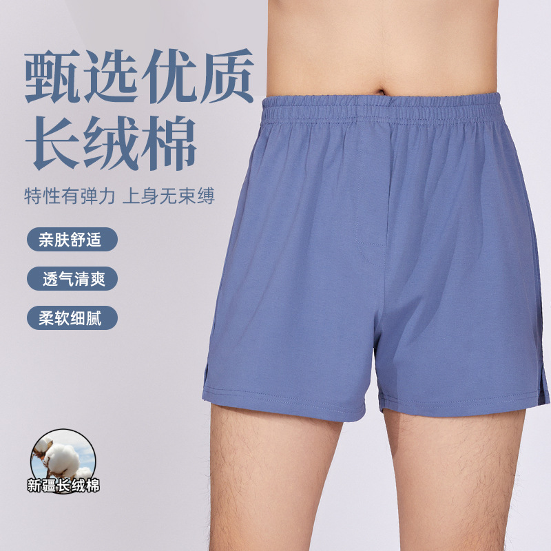 Men's Pure Cotton Shorts Spring and Summer New Korean Solid Color Long-staple Cotton Loose Home Men's Liquid Ammonia Cotton Casual Pants for Men