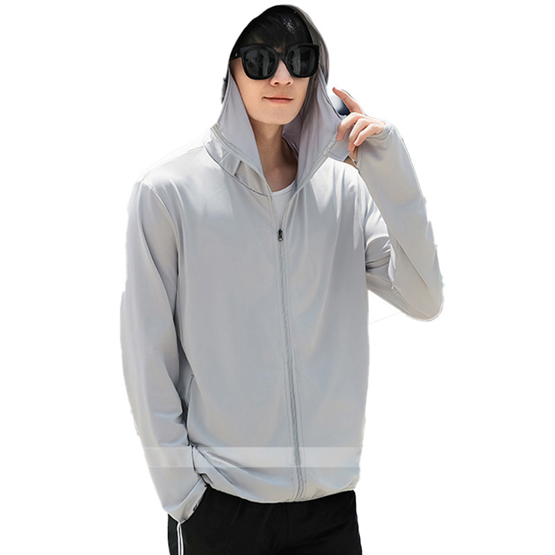 Un tipo delgado anti-ultravioleta gran sombrero frío nuevo tipo de seda de hielo chaqueta de protección solar para hombres de verano ligero al aire libre chaqueta de protección solar para hombres image 6