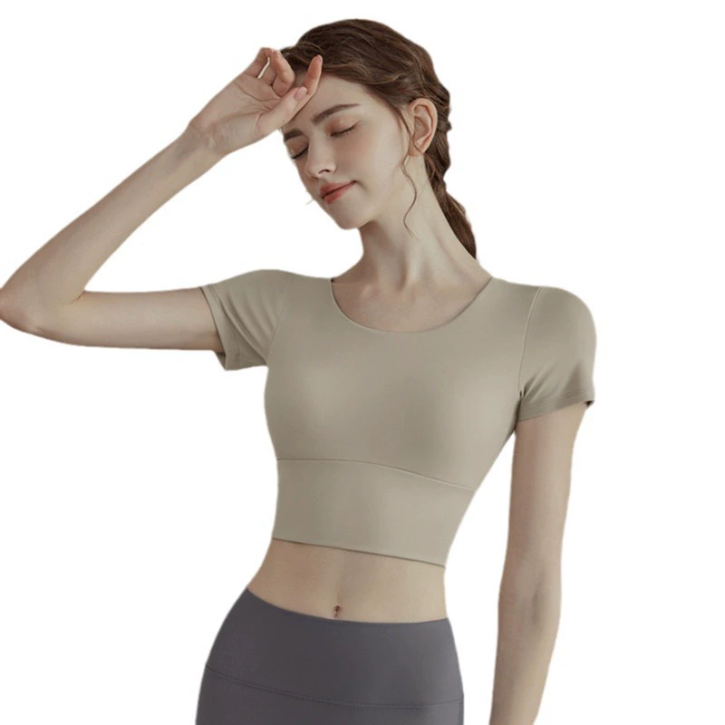 Йога-майка для спорта без бренда — Crop с Bust removable cups, дышащий тренировочный комплект