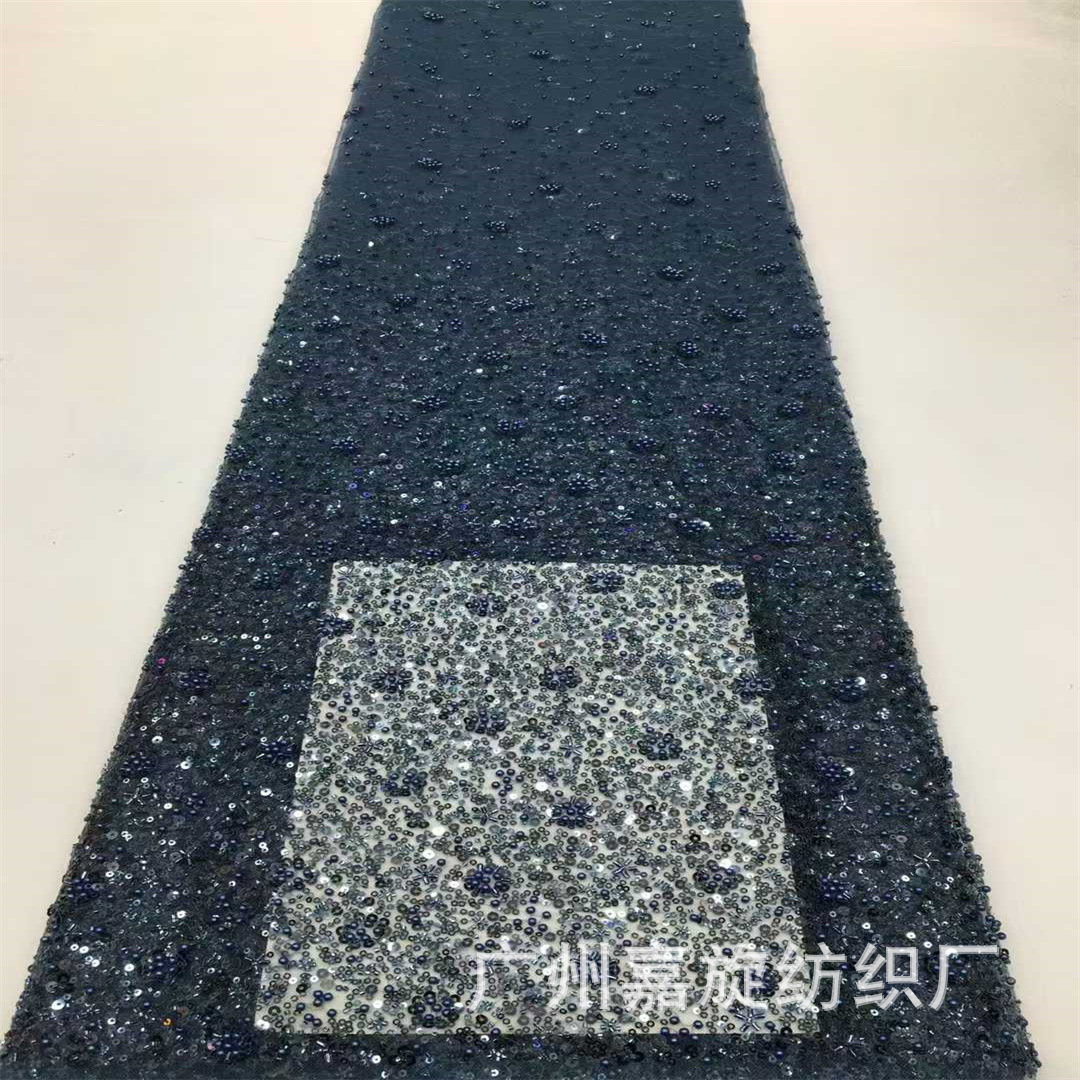 Gradiente malla parpadeante tamaño de sequela bordado tela de encaje vestido de boda europeo y americano vestido de cola de pescado vestido de tela bordada encaje