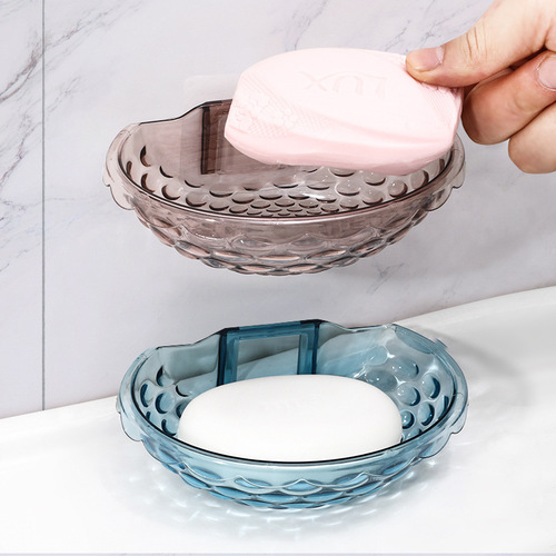 New punch-free transparent soap rack bathroom drain soap dish bathroom soap rack wall-mounted storage rack