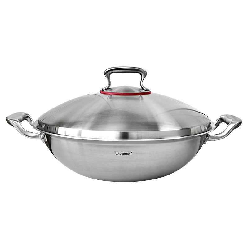 Zhuo Deming 18 / 10 de acero inoxidable de doble oreja olla 36cm de gran capacidad de gran familia toda cubierta de acero salsa de platos fritos