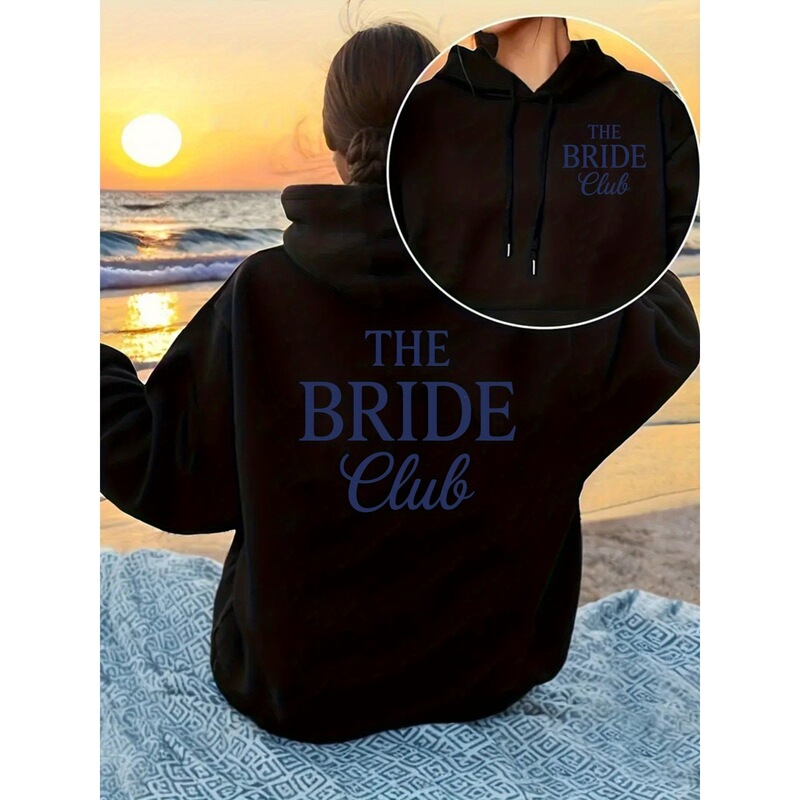 【European Size】Hooded Sweatshirt with Front and Back Print, the Bride Club, Unisex 【European Size】Hooded Sweatshirt with Front and Back Print, the Bride Club, Unisex