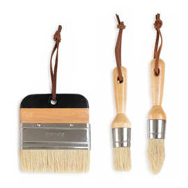 亚马逊WAXBRUSH打蜡绘画家居装饰榉木纯猪鬃蓝黑尾圆头笔刷清洁