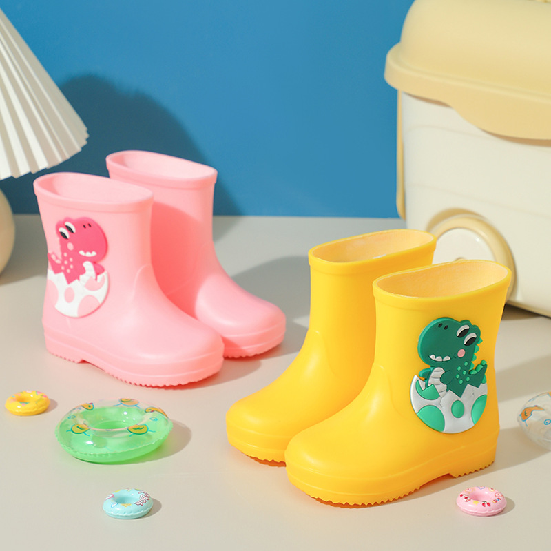 Children's Rain Boots Cartoon Dinosaur Boys' Baby's Rain Boots Girls Students Children's Outdoor Waterproof Water Shoes