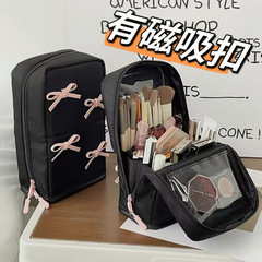 韩版可爱化妆包女立式化妆刷收纳包大容量便携式分区收纳筒