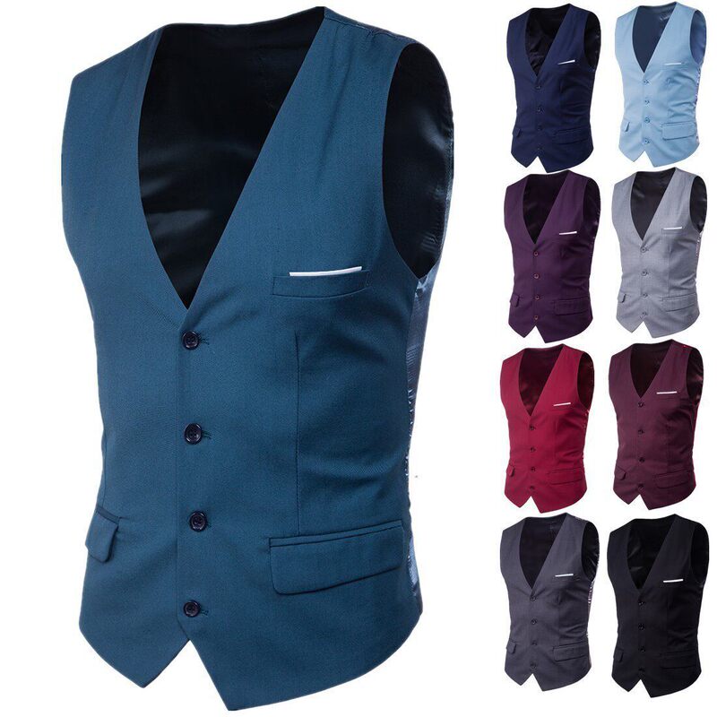 Men's Vest Casual Suit V-Necked Slim Fit Vests Men's Vest Casual Suit V-Necked Slim Fit Vests