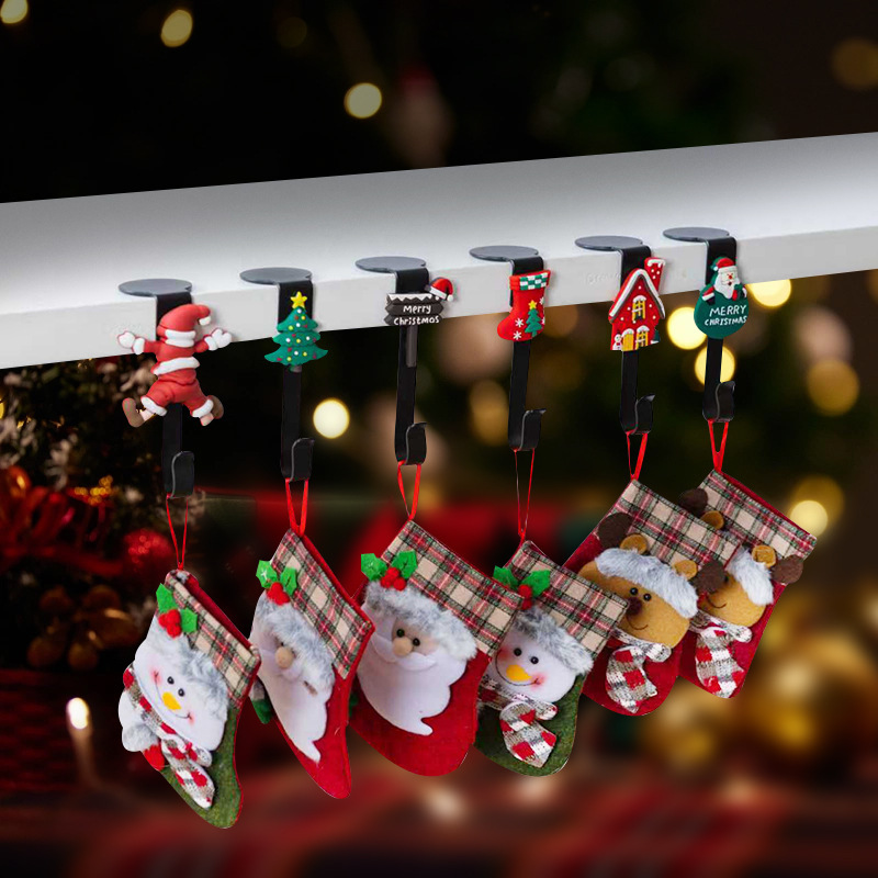 Cross-Border Christmas Hooks Amazon Best-Selling Christmas Decoration Socks Metal Hooks Stockings Halloween Hooks