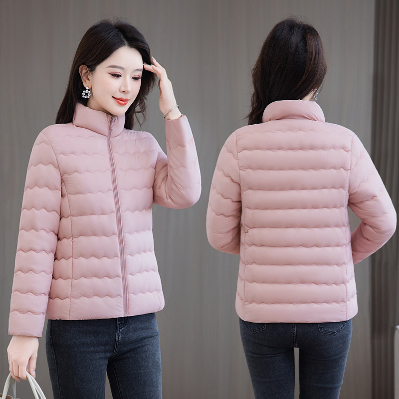 女装轻薄冬季外套压格棉袄女士修身2025新款大码羽绒棉服休闲棉衣|undefined