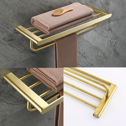 Cross-border Amazon 304 stainless steel bathroom storage rack bathroom towel rack gold bath towel rack bathroom pendant