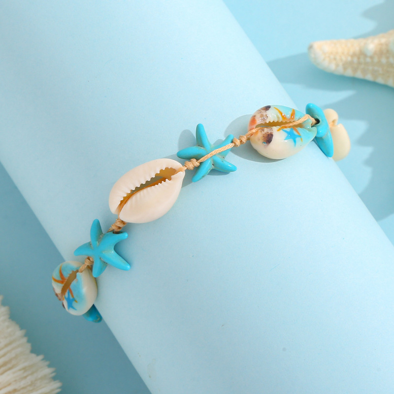 Cross-Border Beach Ocean Style Pure Handmade Woven Starfish Shell Bracelet Niche Simple Fashion European and American Style Bracelet Cross-Border Beach Ocean Style Pure Handmade Woven Starfish Shell Bracelet Niche Simple Fashion European and American Style Bracelet