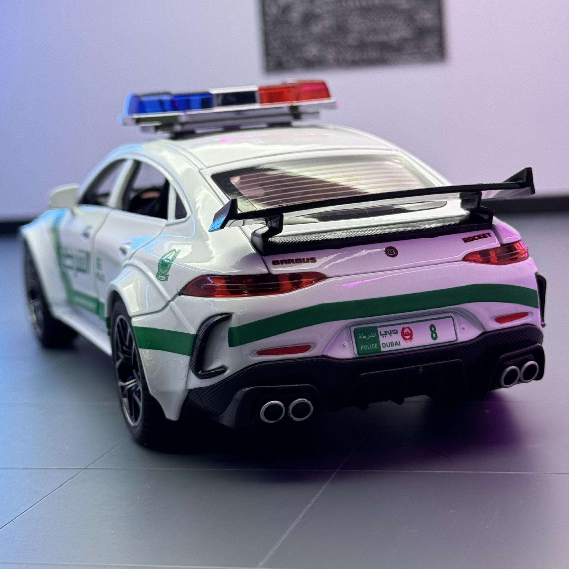 Weili aleación coche modelo 1:24 Babos Oriente Medio versión policía coche tire hacia atrás con sonido y luz juguete coche música decoración colección