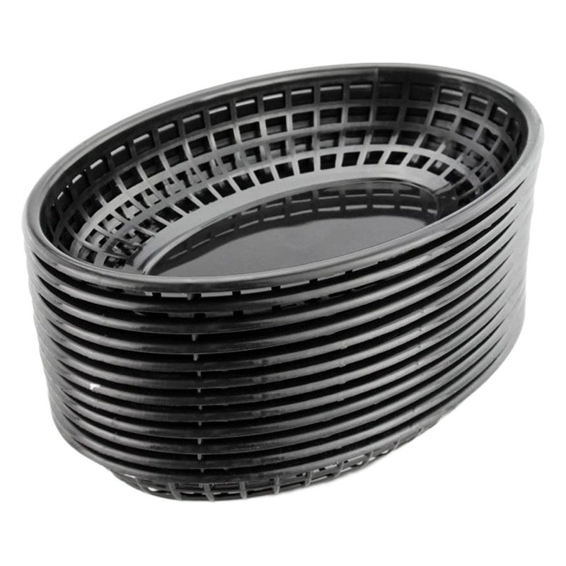 Cesta de pollo frito y patatas fritas, cesta de hamburguesas, merienda de té de la tarde, cesta de plástico ovalada, cesta de comida para fiestas, recortada