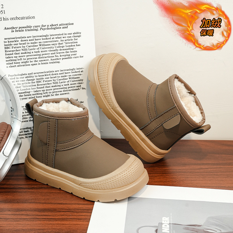 Niños botas de nieve de invierno 2025 nuevas botas de algodón cálidas de lana para niñas botas de algodón impermeables zapatos de algodón para niños