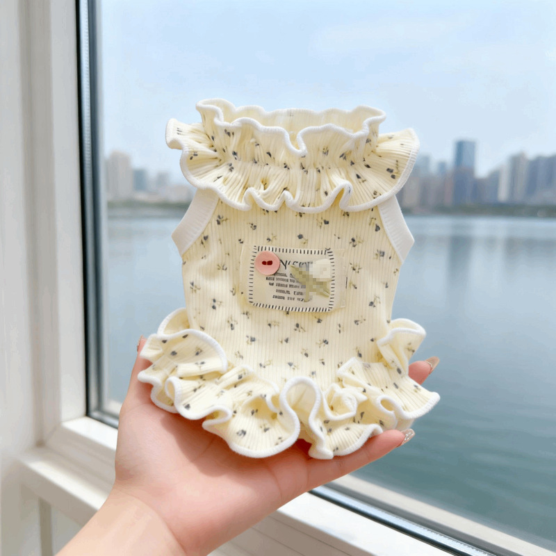 Teddy Floral Dress Pet Clothing for Small Puppies, Bichon Frise, Spring and Summer Thin Ice Silk Ruffle Dress Teddy Floral Dress Pet Clothing for Small Puppies, Bichon Frise, Spring and Summer Thin Ice Silk Ruffle Dress