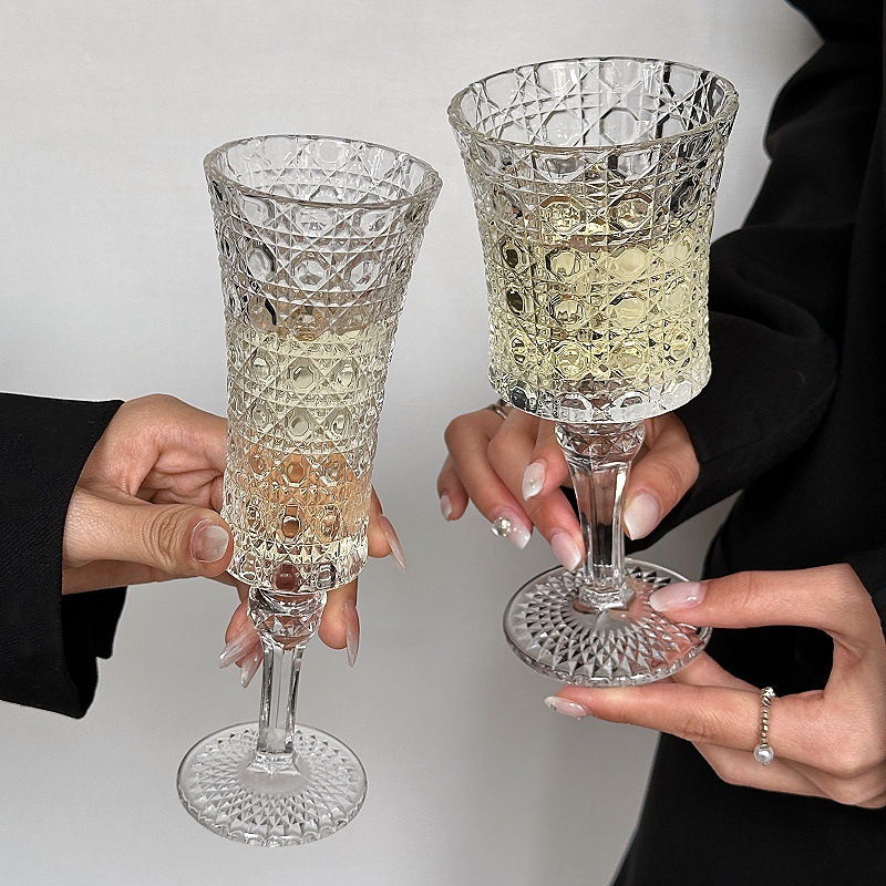 유리 양각 잔, 인 스타일 고급 샴페인 잔, 복고풍 레드 와인 잔, 틈새 외국 와인 잔
