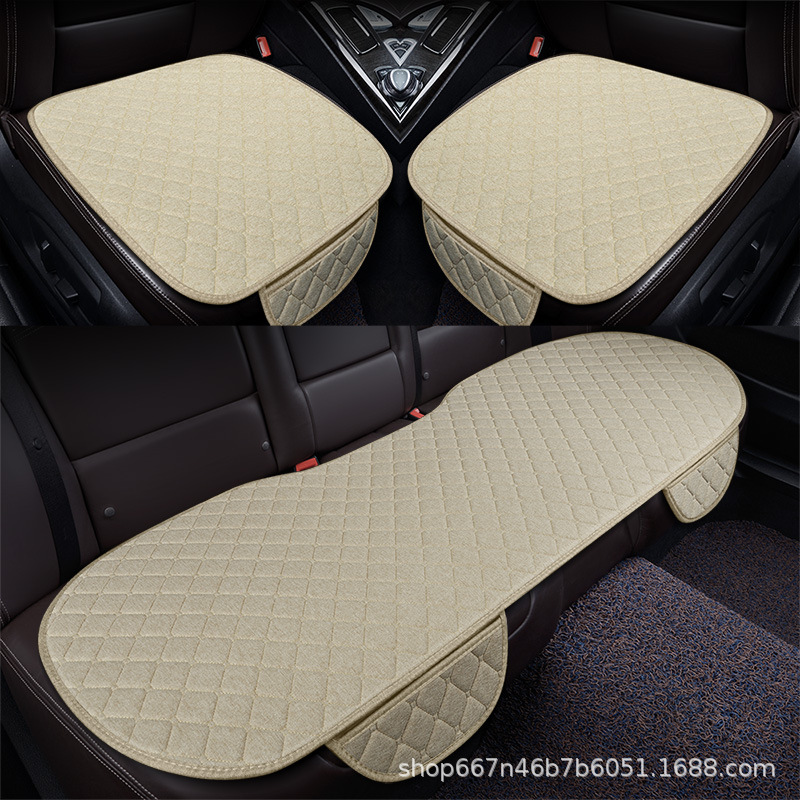Cojín de asiento de automóvil lino cojín de asiento de automóvil lino cubierta de asiento de automóvil tres piezas cojín de asiento cojín de automóvil exportación ventas calientes
