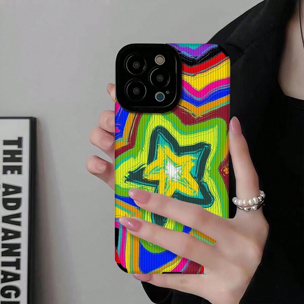 Colorful Star Phone Case For Iphone 15 14 13 Pro Max With Stripes_voghion.com