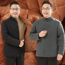 一件代发冬季加绒保暖棉衣男中老年爸爸装内穿爷爷宽松大码小棉袄