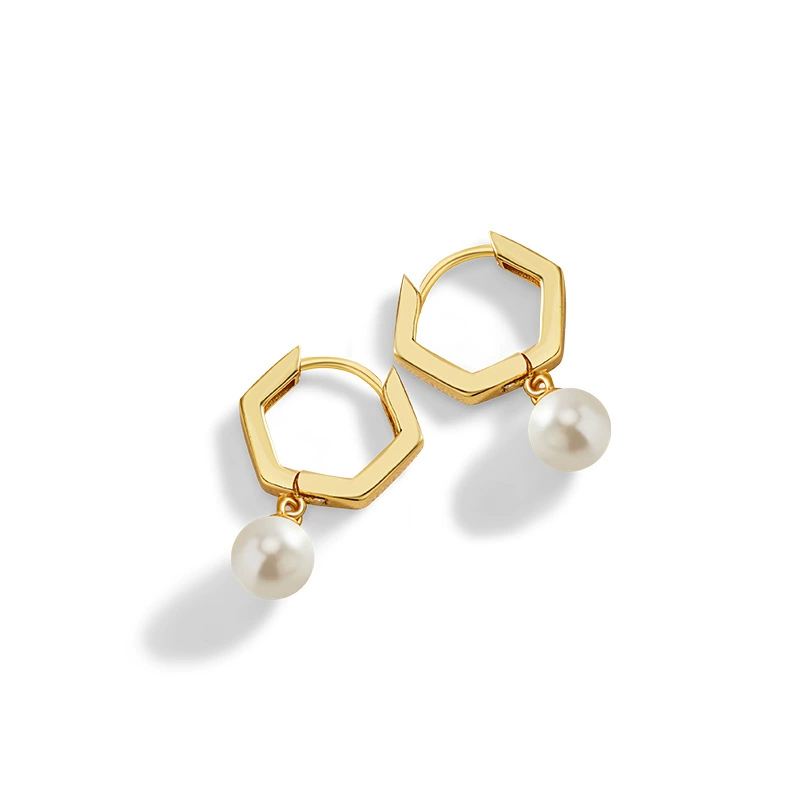 Genuine earrings from pearl, 925 sample silver, light luxury style, high-quality style