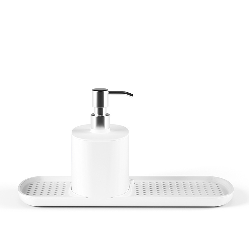 Caja de jabón de prensa manual, estante de drenaje de cocina, detergente de acero inoxidable, caja de jabón de escritorio