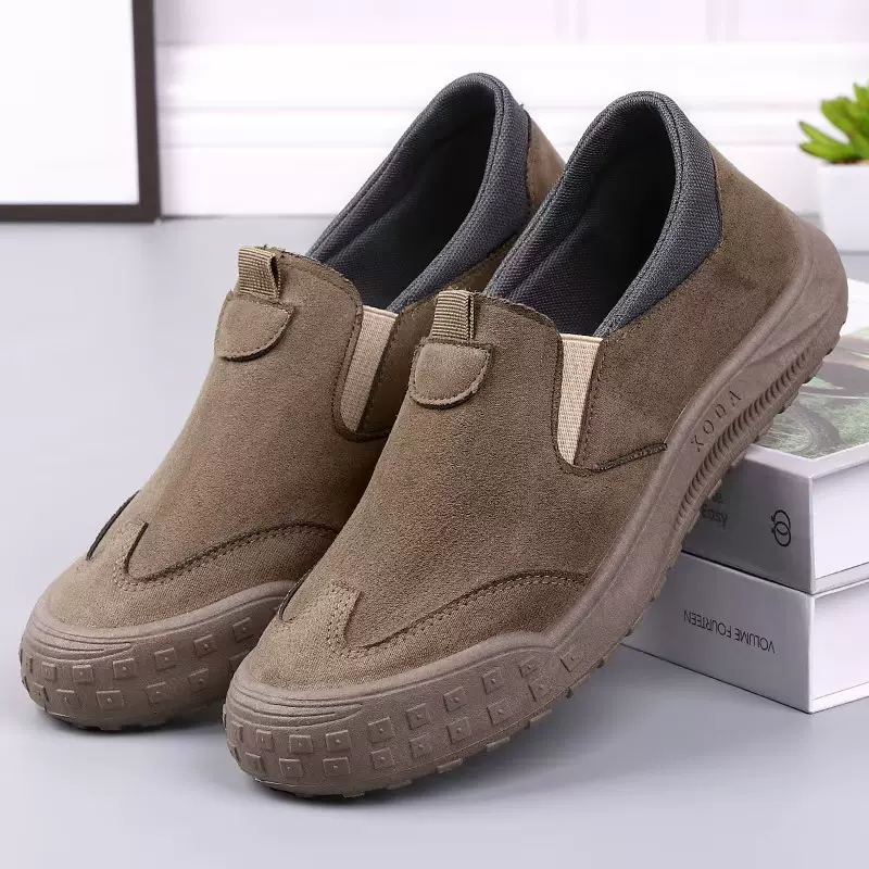 男士新款套脚平底板鞋休闲软底轻便一脚蹬单鞋潮流透气舒适劳保鞋