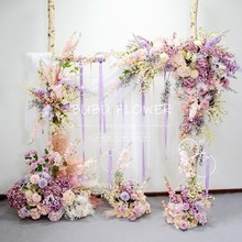 新款清新粉紫色花藝拱門婚禮裝飾花舞台玫瑰門軟裝飾品婚慶道具花