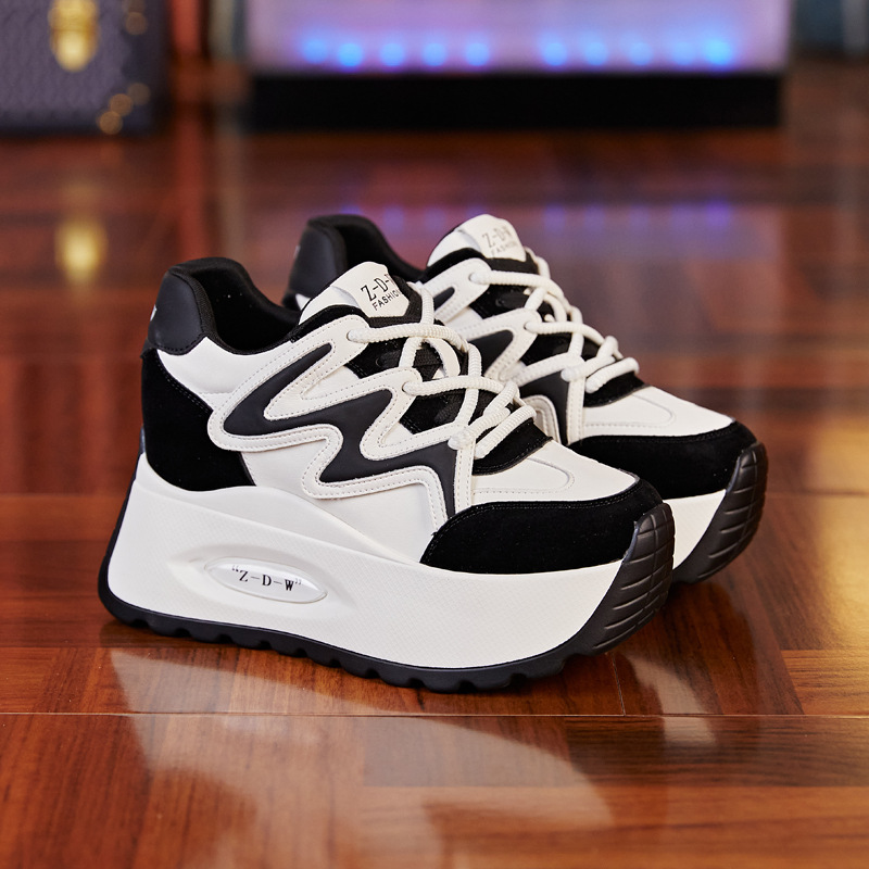 Giày sneaker chunky đế dày lưới thoáng khí mùa hè thu cho nữ — Màu đen