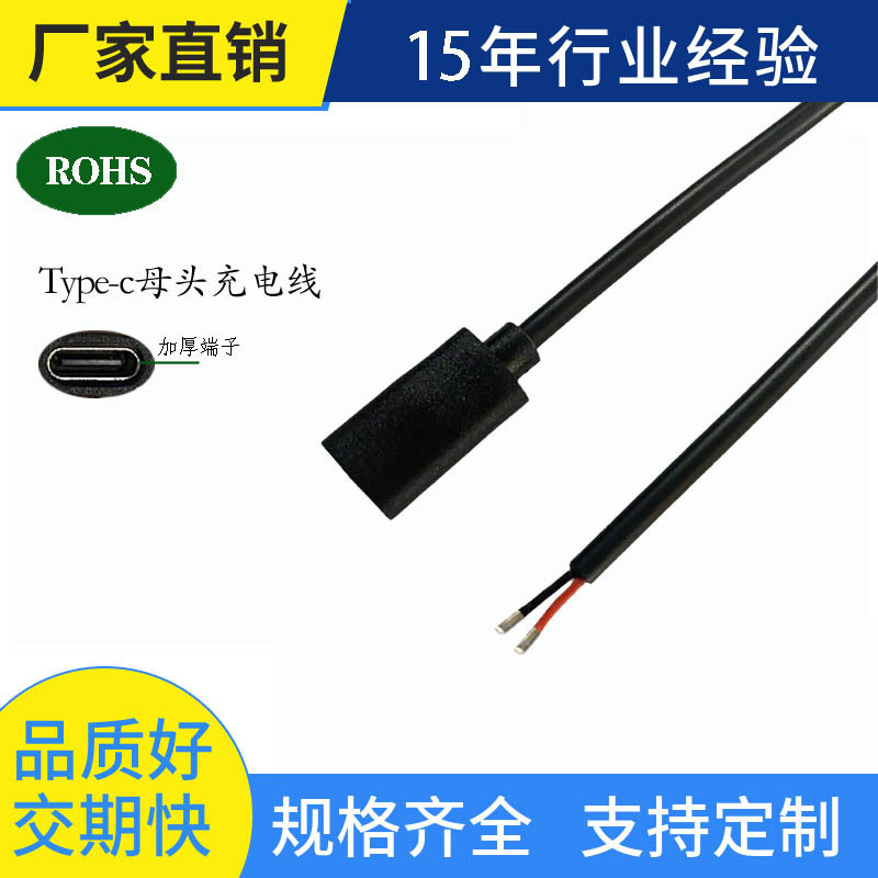 in stock direct supply mini single head typec female wire two core typec female charging wire pure copper wire wholesale